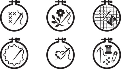 Embroidery hoop with floral design and thread Vector © Nur
