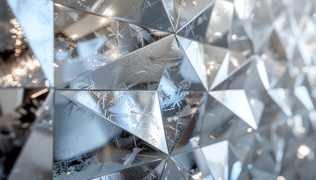 Abstract Geometric Glass Panels with Reflections and Light Patterns