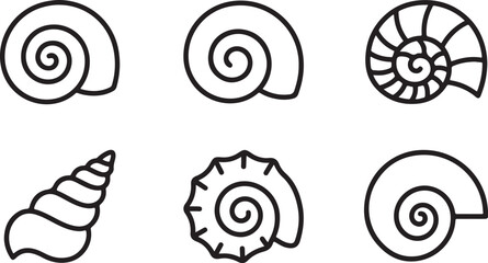 Six different types of stylized snail and seashell vector illustrations Vector © Nur