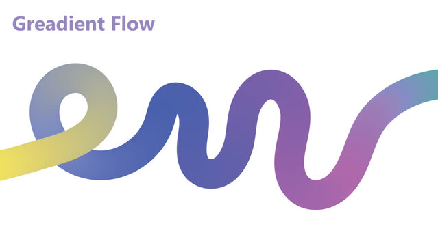 Abstract gradient flow line background, vibrant 3D liquid wave squiggle pattern, colorful smooth curved stream vector design