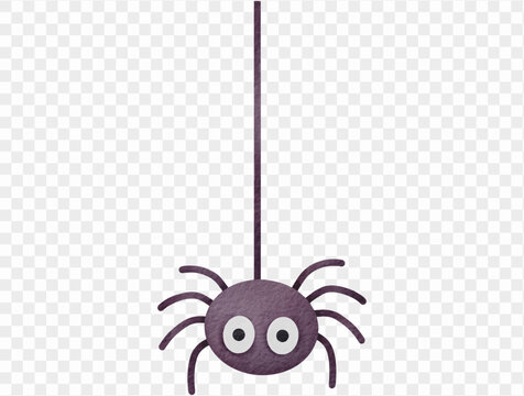 Watercolor cute hanging spider Halloween illustration Vector.