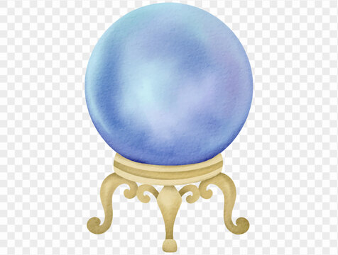 Watercolor blue crystal ball mystical illustration Vector.