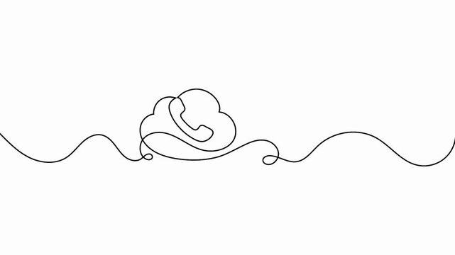 Telephone call concept animated with clean black stroke showing cloud network service line art
