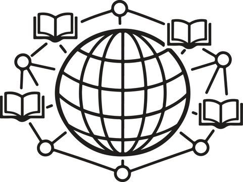 Global Learning Network Globe Line Art Vector Illustration