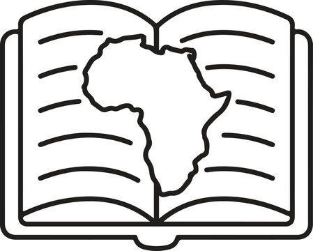Open Book Africa Map Text Outline Vector Icon Graphic