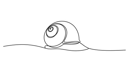 Continuous single line drawing of a cute snail with shell Vector, illustration © Joya