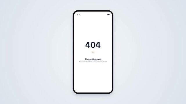 404 Directory Removed Error Screen Mobile UI Animation
