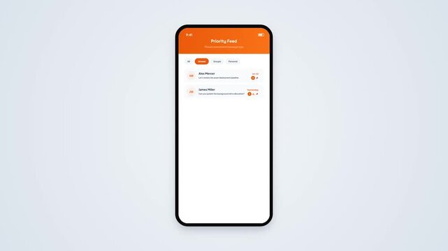 Priority Feed Mobile App Messaging Notification User Interface Animation