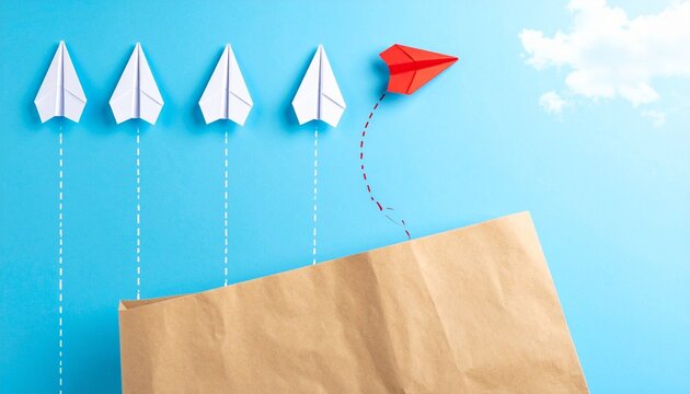 Paper airplanes, red divergence, innovation, individuality, breaking conformity, creativity
