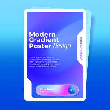 Modern Blue Gradient Poster Template with Unique Cutout Frame Design