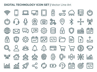 Fototapeta premium Collection of digital technology icon sets