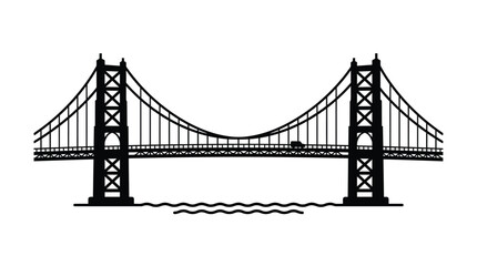 Fototapeta premium Golden Gate bridge silhouette against a white background graphic illustration
