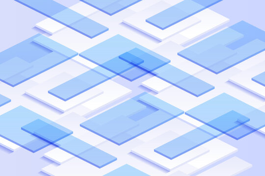 Corporate technology background with thin blue lines, layered panels and transparent blocks, supporting software marketing, digital products, network systems and clean web banners.