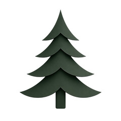 Obraz premium Minimalist flat dark green pine tree illustration isolated on transparent background