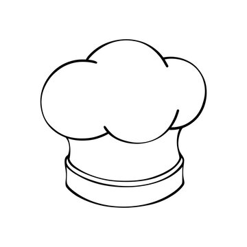 Simple black line art chef hat outline vector illustration for cooking restaurant bakery logo design icon isolated on transparent background