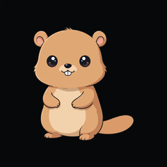 Fototapeta premium Adorable Kawaii Baby Beaver Cartoon Illustration Isolated