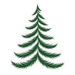 Obraz premium Stylized hand drawn green pine tree illustration isolated on transparent background