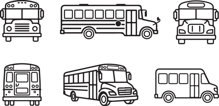 Set of six different school bus vector icons Vector