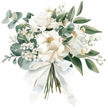Elegant white floral bouquet illustration