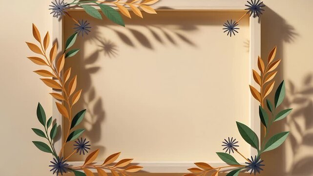 Floral paper craft frame in indian tricolor for independence day. 4K Video