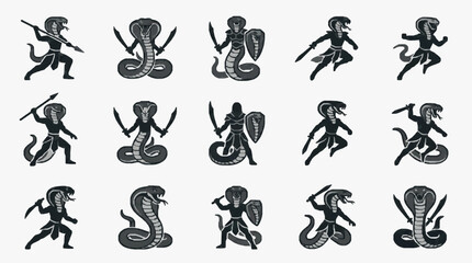 Fototapeta premium Ancient Mythological Warrior Symbols Collection.