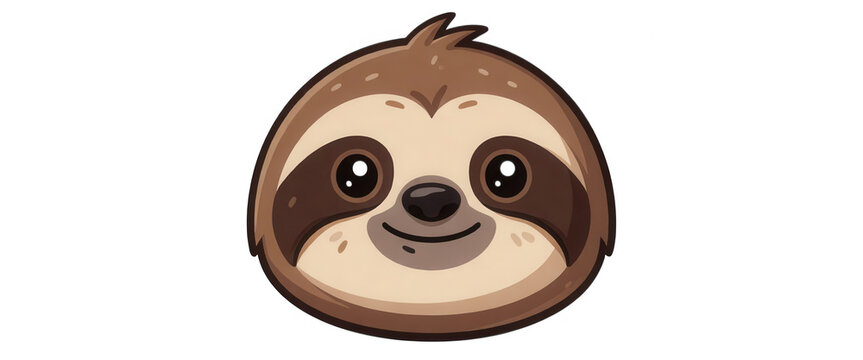Sloth Face Cartoon Design Element Transparent Background