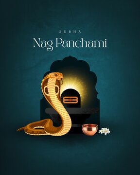 Nag Panchami Dark Cyan and Black Yellow Traditional Greeting Video