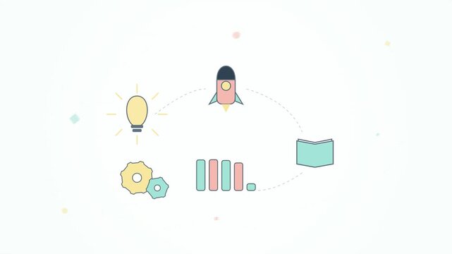 Innovative Business Workflow Process Animation with Human Figure and Creative Symbols