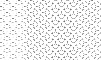 Line Art Overlapping Circle Seamless Pattern. Black White Contour Fish Scale Tile, Outline Mermaid Scale Background, Minimal Geometric Line Drawing for Coloring Book, Textile and Modern Graphic Design © MD RAZIB