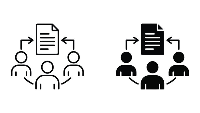 Business collaboration document sharing network icons with document, business