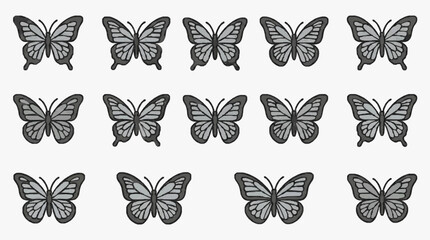 Fototapeta premium Black and White Butterfly Patterns Collection.