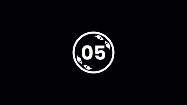 Modern Countdown Animation from 10 to 0 with Rotating Circular Elements on Black Background
