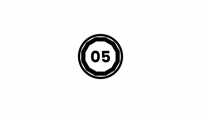Modern 10 Second Countdown Animation with Circular HUD Graphic on White Background