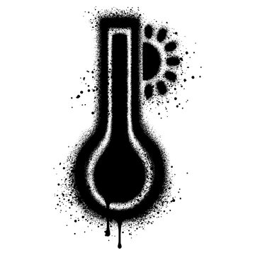 Thermometer heat in graffiti style with black spray paint