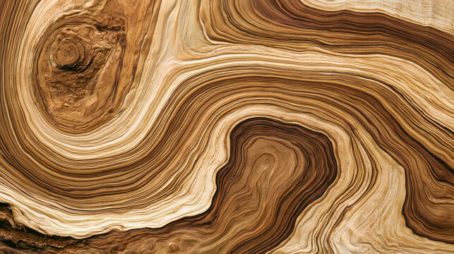 美しい木目模様が広がる木の断面のテクスチャ Wood cross-section texture with beautiful wood grain pattern