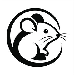 Naklejka premium Mouse vector art logo design black and white