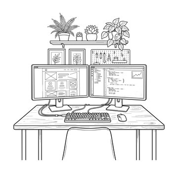 Digital Workspace Dual Monitors For Technology Blogs And Websites