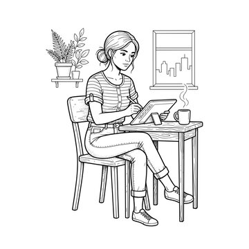 Freelancer Coffee Tablet Working Remotely For Lifestyle Blogs