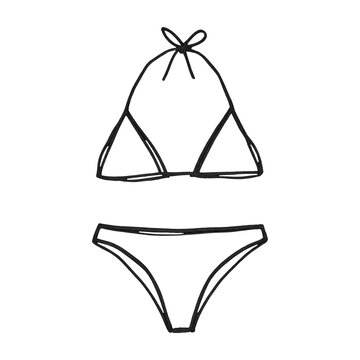 PNG Minimalist bikini line art illustration.
