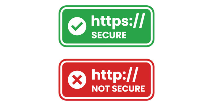 Secure https and not secure http web protocol status banners