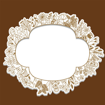 Embossed frame with a vintage leaf design edges decorated with vintage leaves.