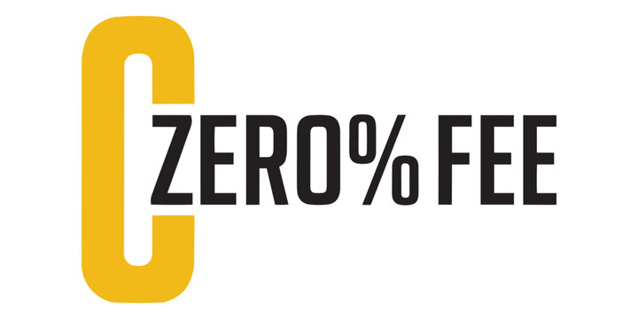 Zero percent fee promotional business icon design with business