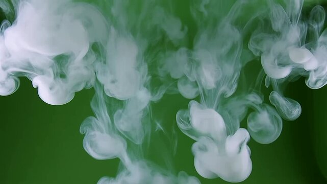 Eerie Green Vapor White Smoke Clouds Swirling in Eerie Green Vapor Abstract Liquid Background With Dark Emerald Fluid Motion
