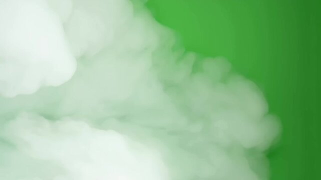 Eerie Green Vapor Swirling in Thick White Smoke Clouds on Vibrant Lime Background With Copy Space For Graphic Design