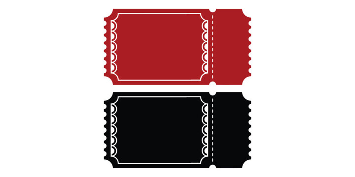 Blank red and black raffle tickets with perforation line vector