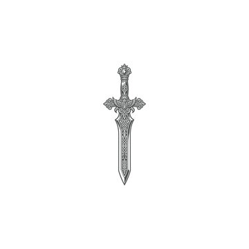 Ornate Fantasy Sword Illustration with Celtic Engravings