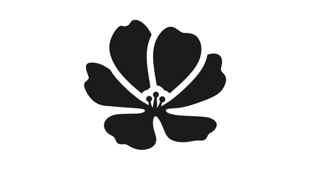 Naklejka premium Simple black silhouette of a five petal flower.