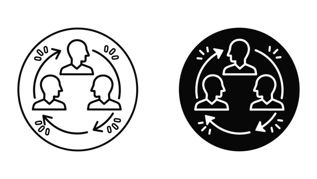 Team collaboration and knowledge sharing circle icons with collaboration