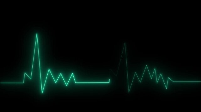 Red Neon ECG Heart Rate Pulse Wave Loop Motion Graphic animation..