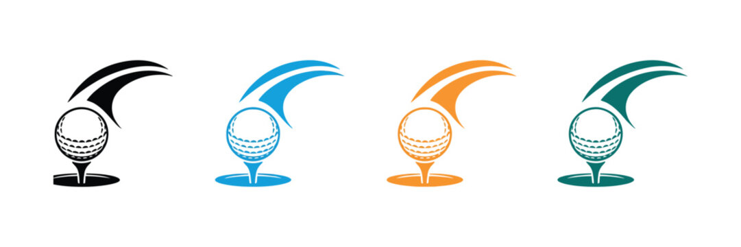 Meteor golf themed graphic image isolated on white background featuring dynamic sports impact design in clean vector graphic style